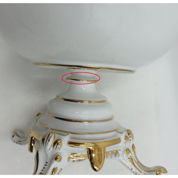 Rare LIMOGES Pedestal FOOTED Bowl Gilded Accents Romantic Scene VTG -  Repaired - Picture 7 of 11